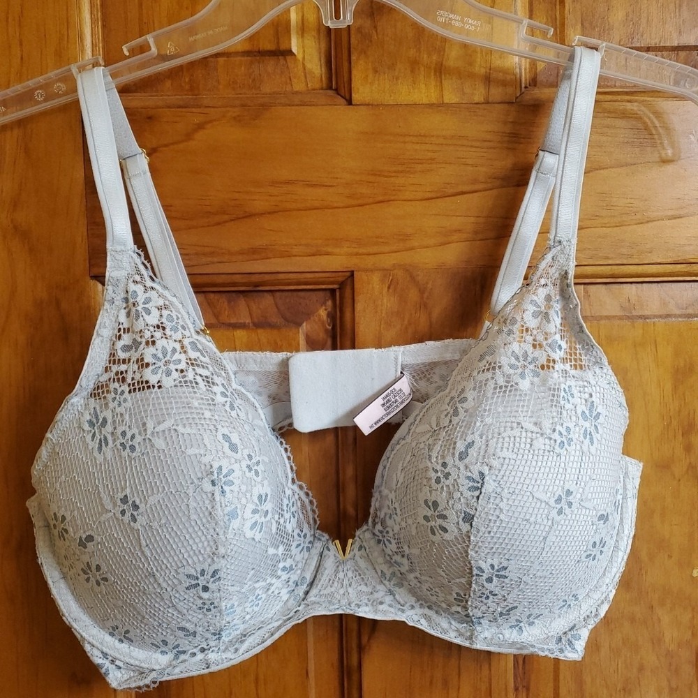 Victoria's Secret 36C Push-Up Bra Women White Floral Lace Underwire 144465-QCB